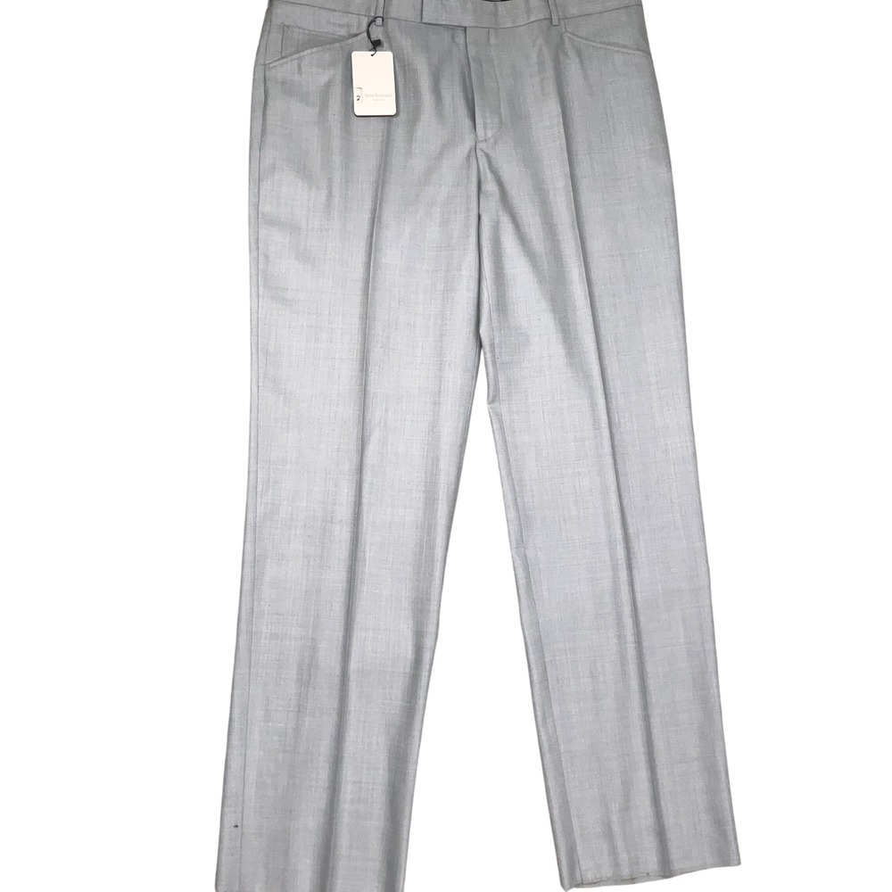 Beau Brummel Dress Pants Mens 42 Light Gray Trousers Unhemmed Wool NWT
